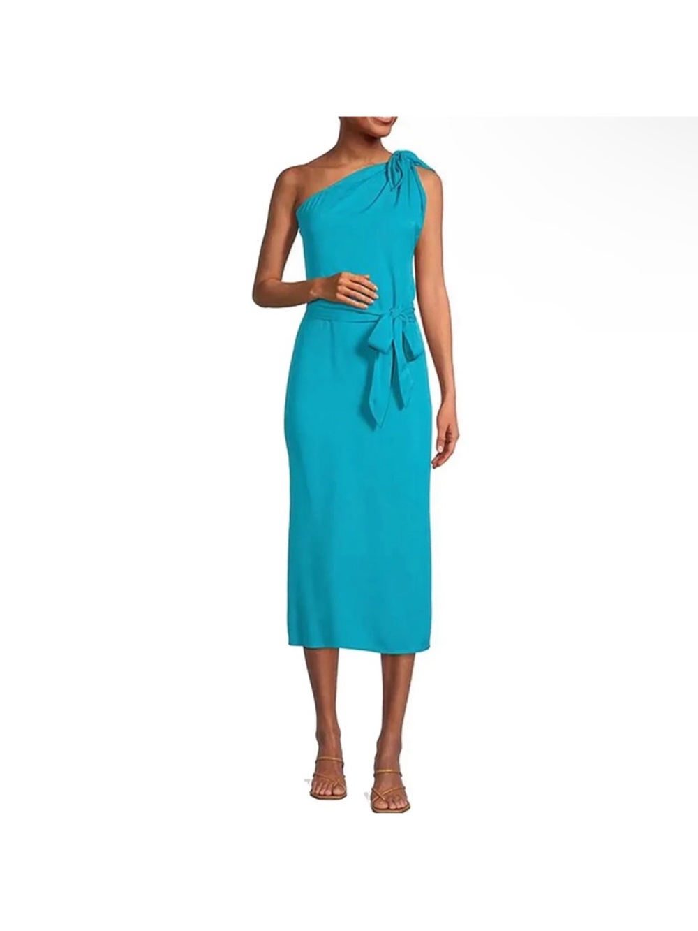 LIKE NEW Antonio Melani One-Shoulder Midi Dress with Waist Tie